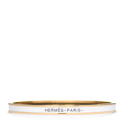 Hermes Enamel Printed Extra Narrow Bracelet 70 White 1 of 5