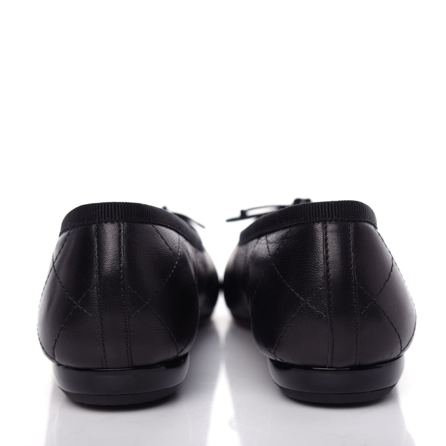 Lambskin Quilted Cambon Ballerina Flats 35.5 Black