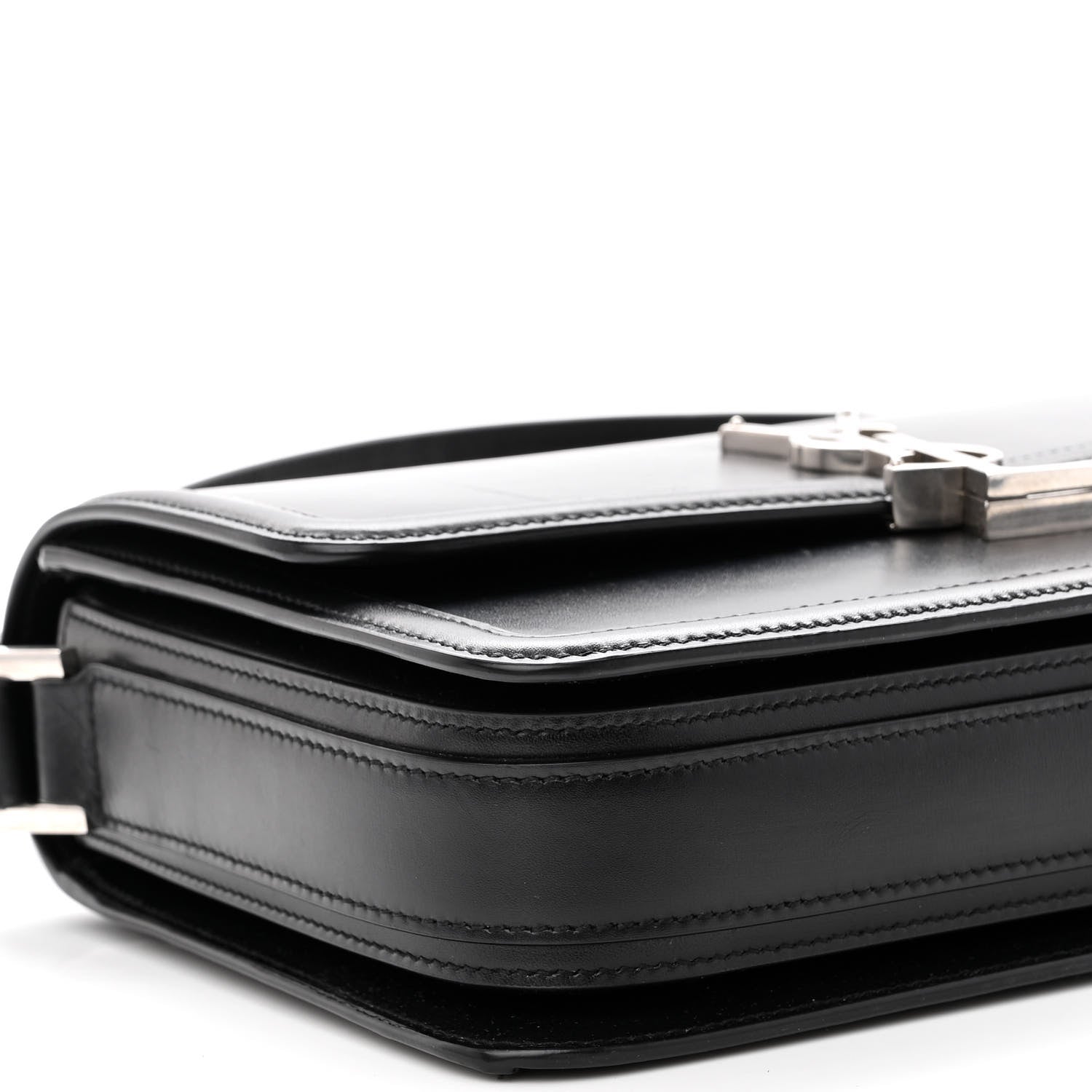 Saint Laurent Box Calfskin Monogram Medium Solferino Satchel Black 8 of 12