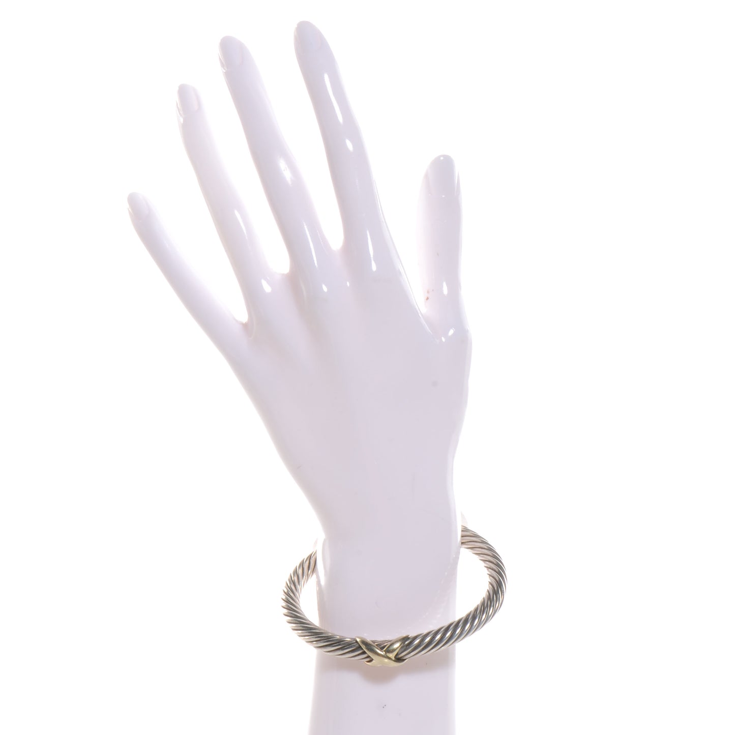 Sterling Silver 14K Yellow Gold 7mm X Station Cable Bracelet