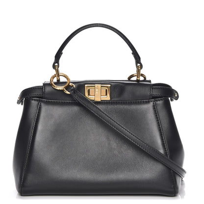 Fendi Nappa Mini Peekaboo Iconic Satchel Black 1 of 7