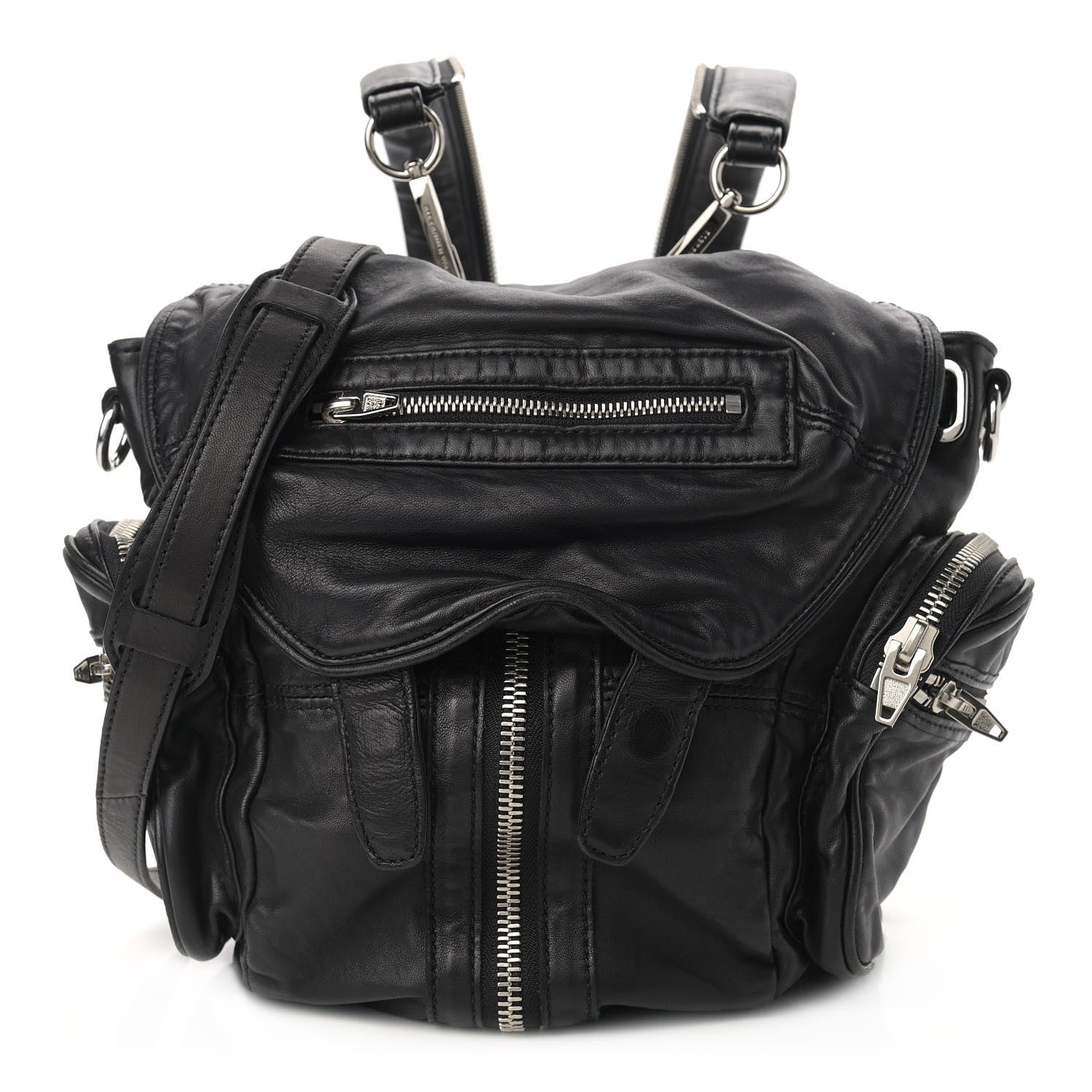 Alexander Wang Lambskin Marti Backpack Bag Washed Black Rhodium Hardware 1 of 8