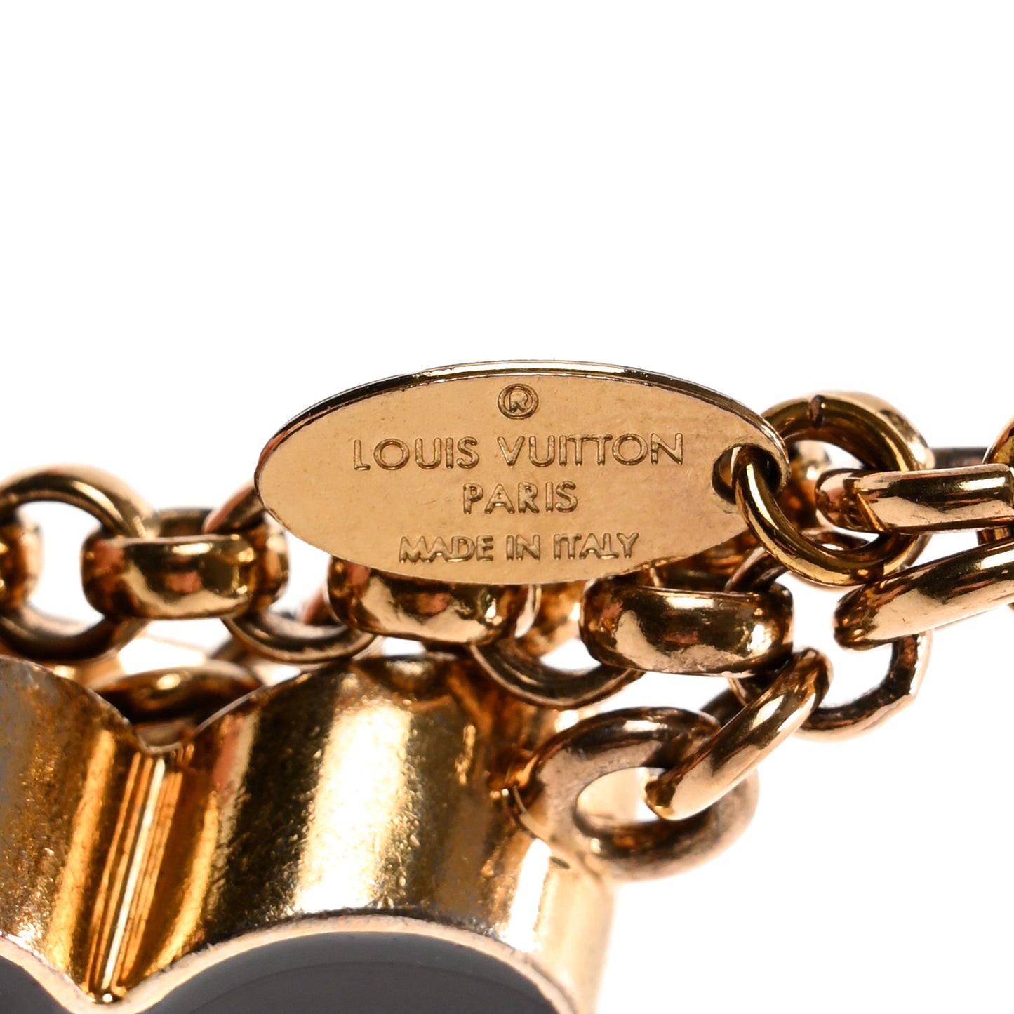 Metal Enamel Fleur De Monogram Bag Charm Dore