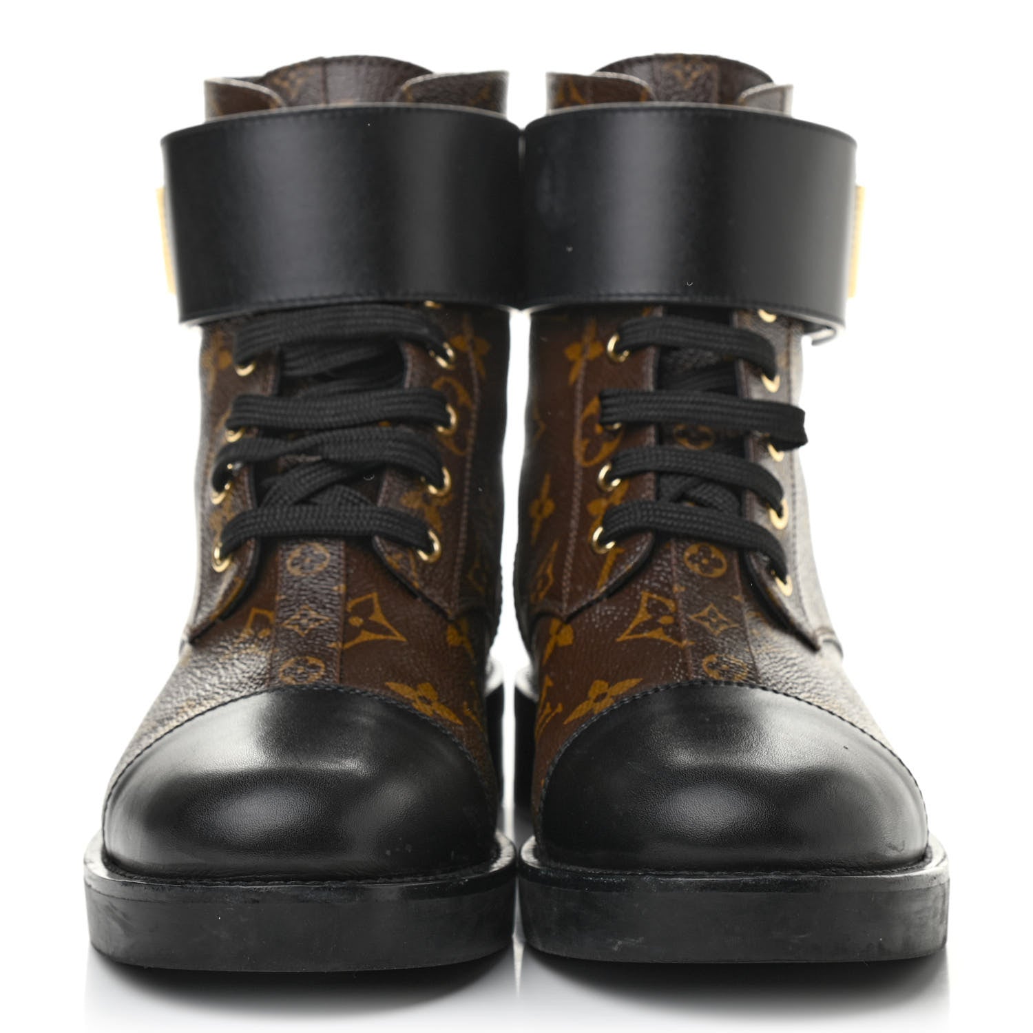 Louis Vuitton Calfskin Monogram Wonderland Flat Ranger Boots 38 Black 2 of 10