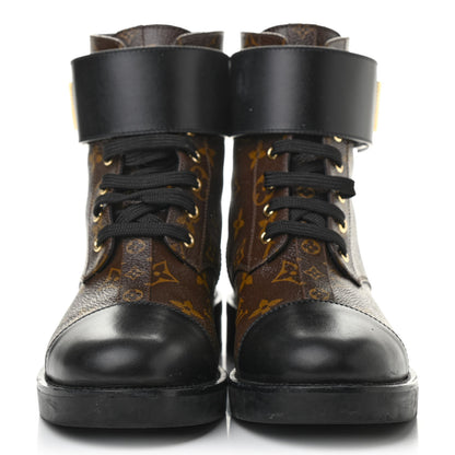 Louis Vuitton Calfskin Monogram Wonderland Flat Ranger Boots 38 Black 2 of 10