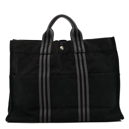 Hermes Canvas Herline MM Tote Black 1 of 12