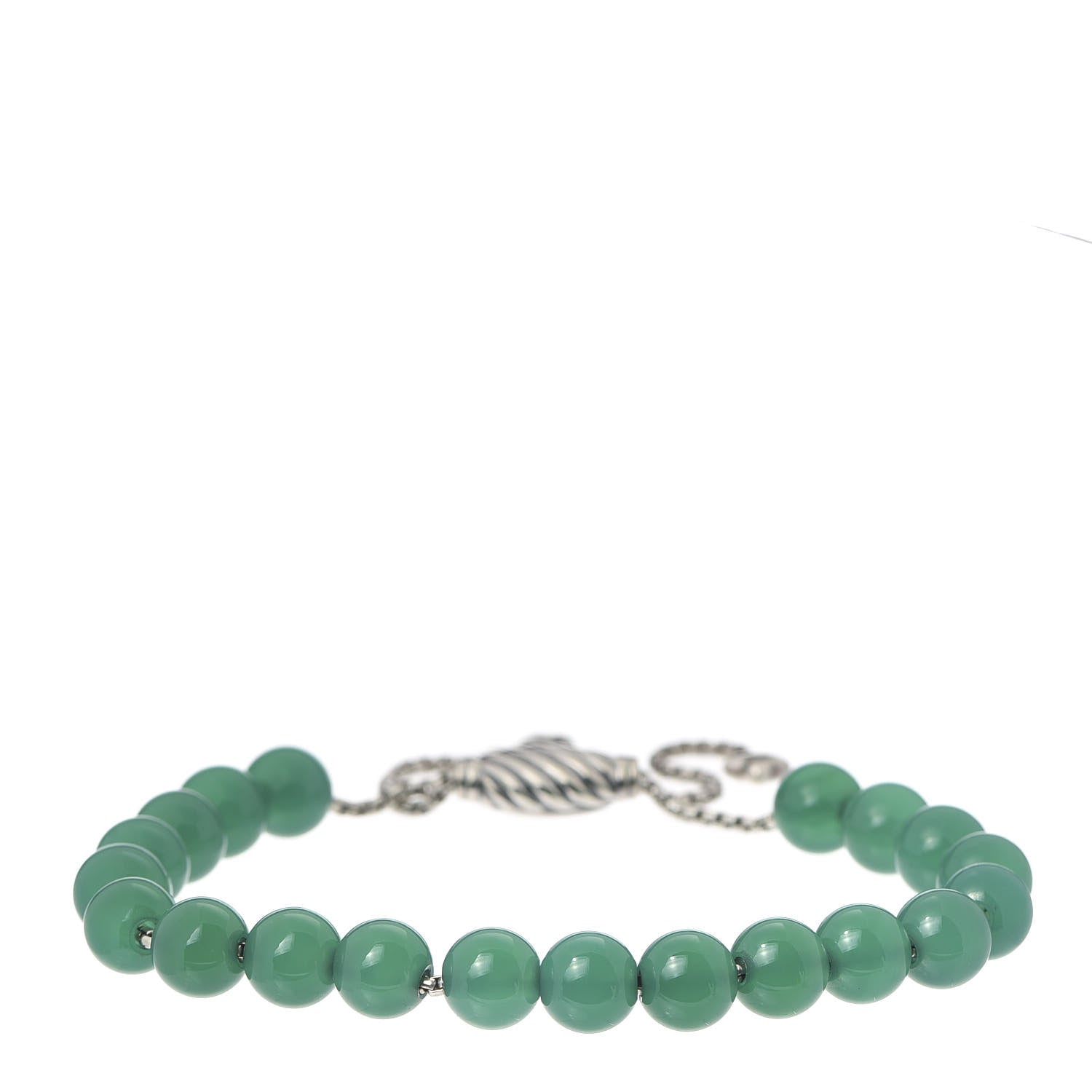 David Yurman Sterling Silver Green Onyx 8mm Spiritual Beads Bracelet 1 of 4