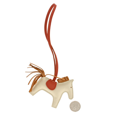 Hermes Milo Lambskin Grigri Rodeo Horse Bag Charm PM Craie Sesame Cornaline 2 of 4