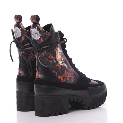 Louis Vuitton Suede Calfskin Catogram Laureate Platform Desert Boots 39 Black Marron 4 of 7