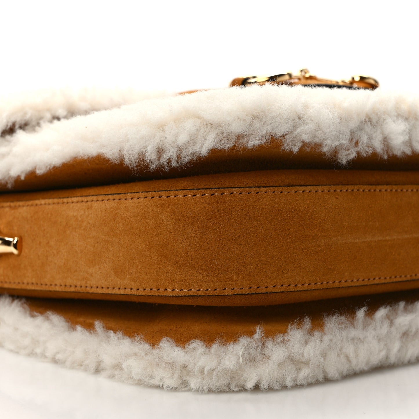 Suede Shearling Horsebit 1955 Shoulder Bag Brown
