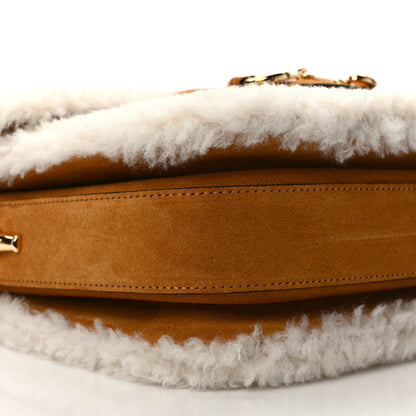 Gucci Suede Shearling Horsebit 1955 Shoulder Bag Brown 9 of 11