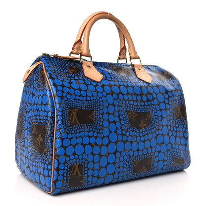 Louis Vuitton Monogram Kusama Town Speedy 30 Blue 3 of 8