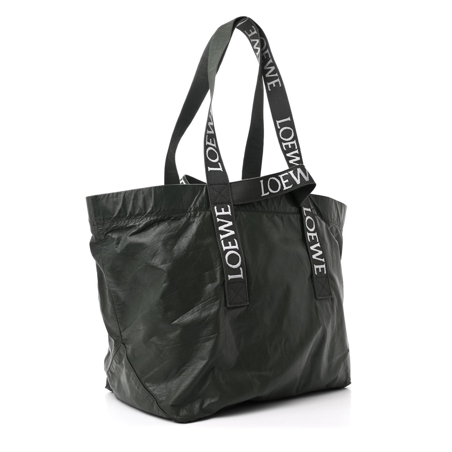 Paper Calfskin Fold Shopper Tote Green