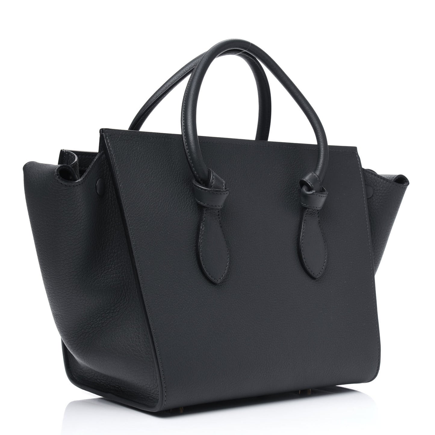 Crisped Calfskin Mini Tie Knot Tote Anthracite