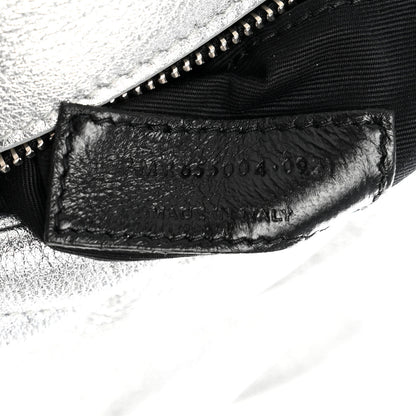 Saint Laurent Metallic Lambskin Quilted Sade Puffer Envelope Clutch Argento 7 of 7