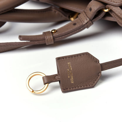 Saint Laurent Smooth Calfskin Small Monogram Cabas Taupe 12 of 13