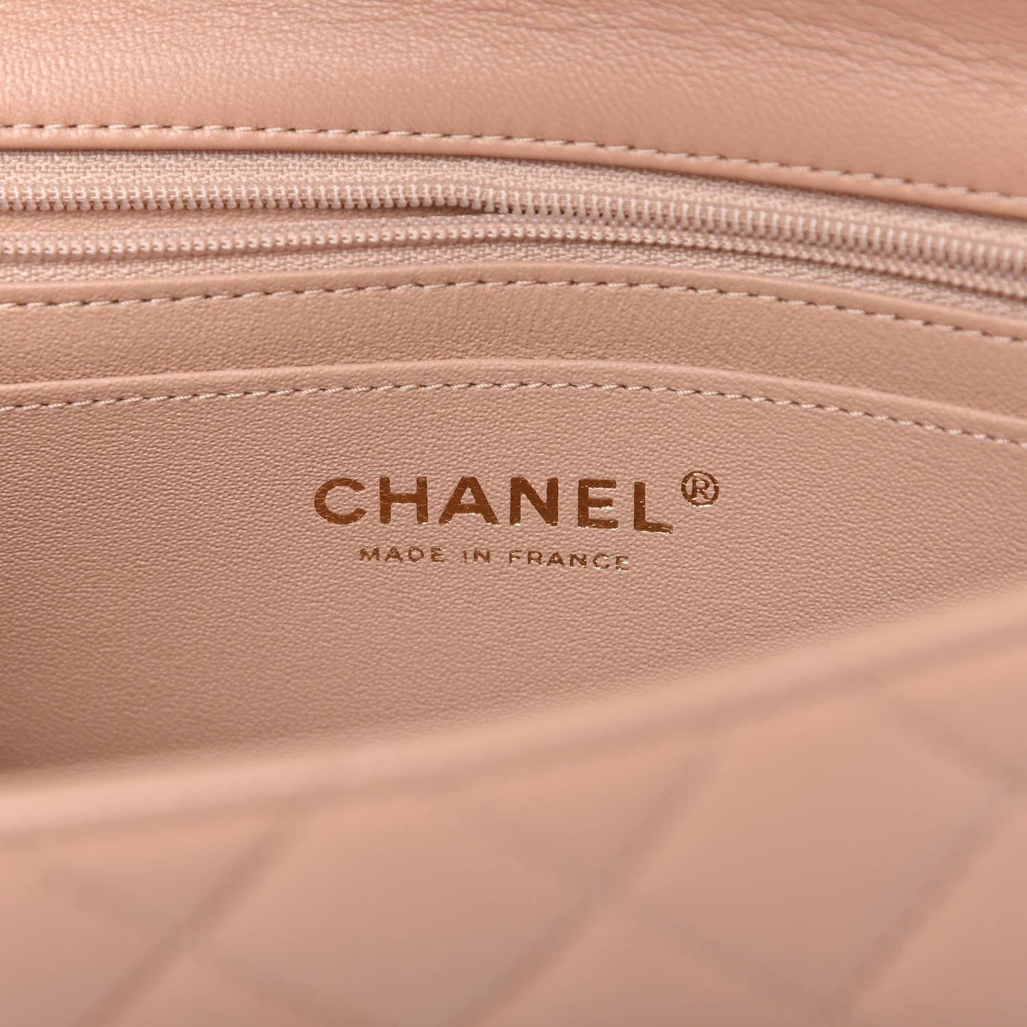 Lambskin Quilted Mini Top Handle Rectangular Flap Beige