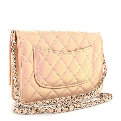 Chanel Iridescent Calfskin Quilted Wallet On Chain WOC Pink 3 of 12