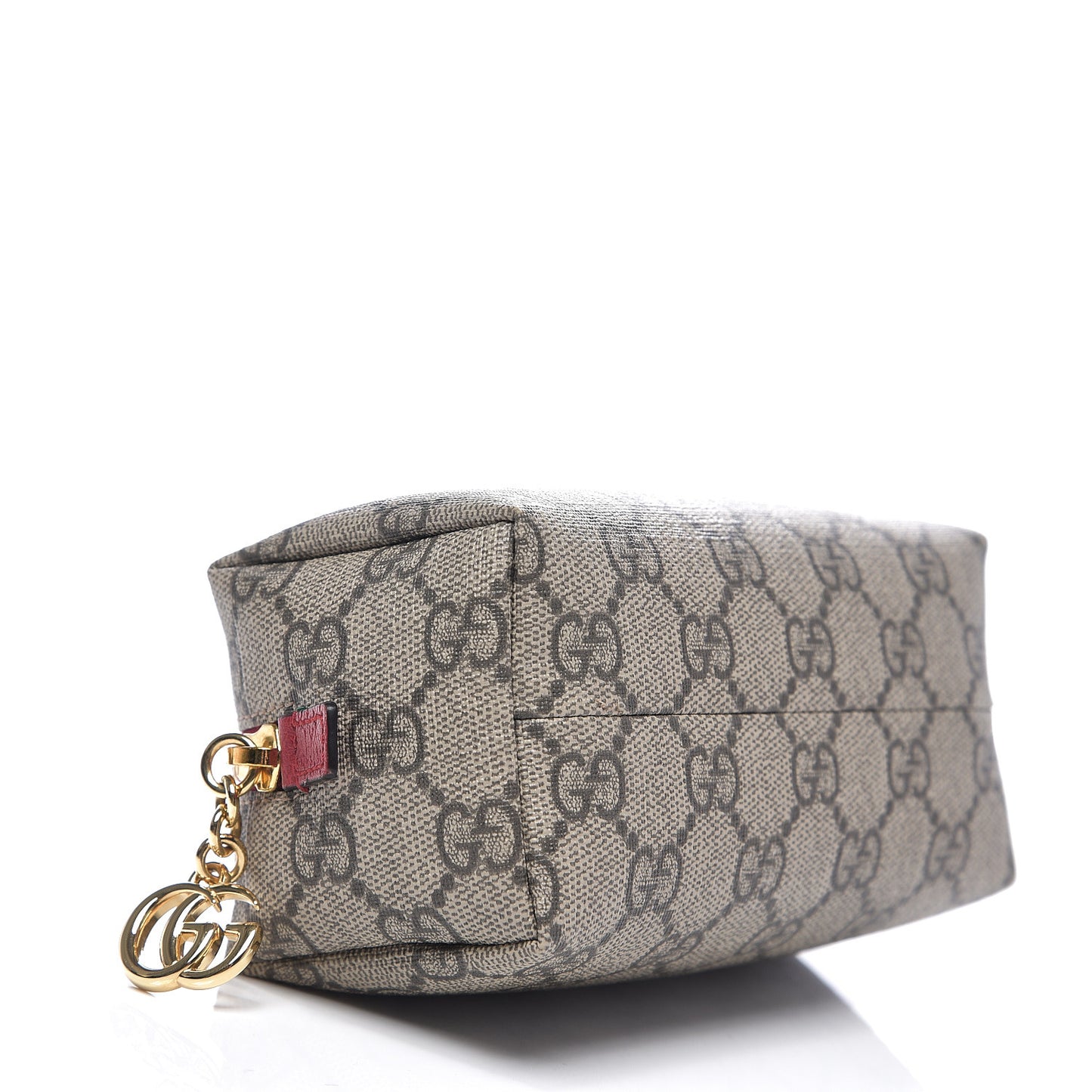 Soft GG Supreme Monogram Calfskin Small Ophidia Cosmetic Case Beige Ebony Hibiscus Red