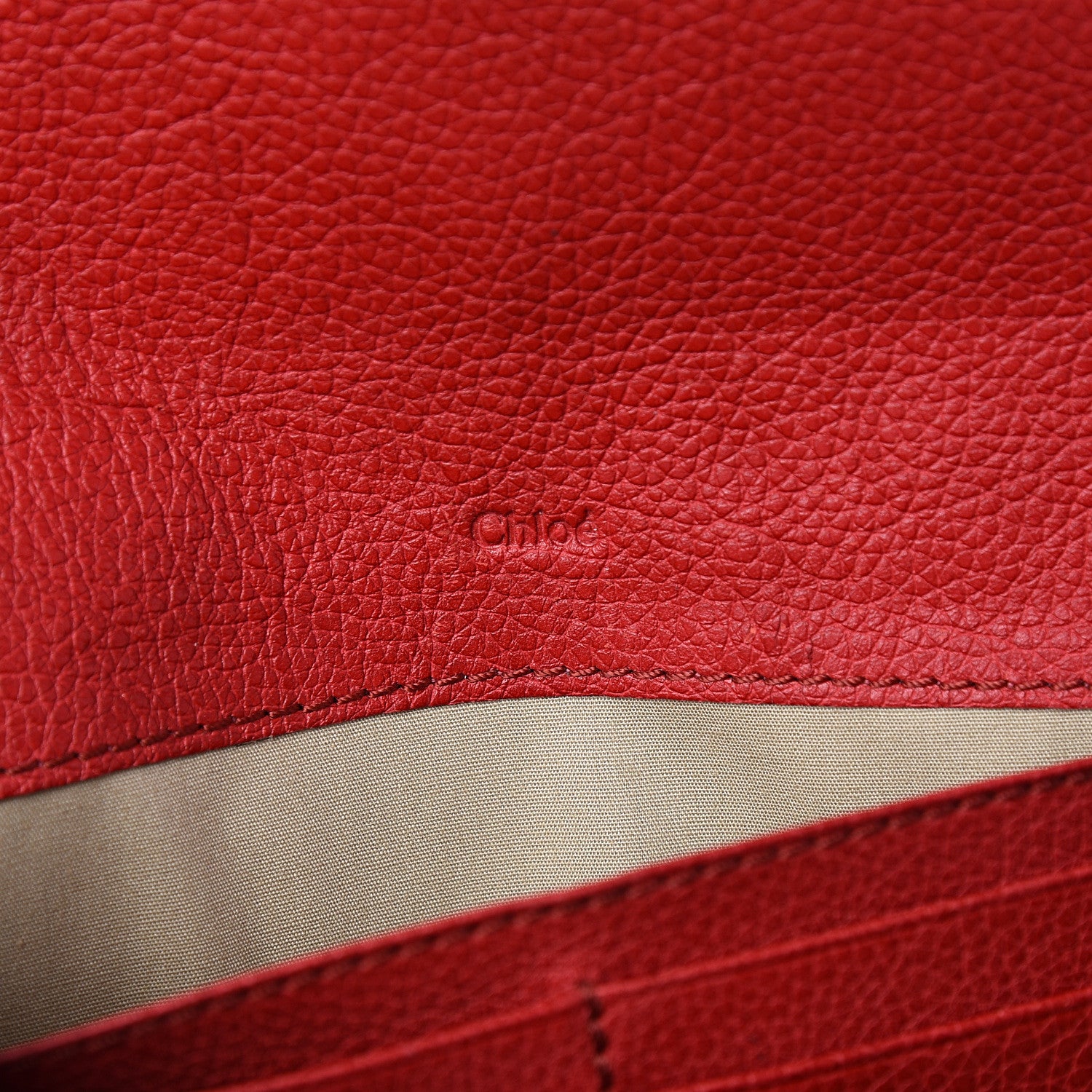 Chloe Grained Calfskin Paraty Continental Wallet Red 5 of 7