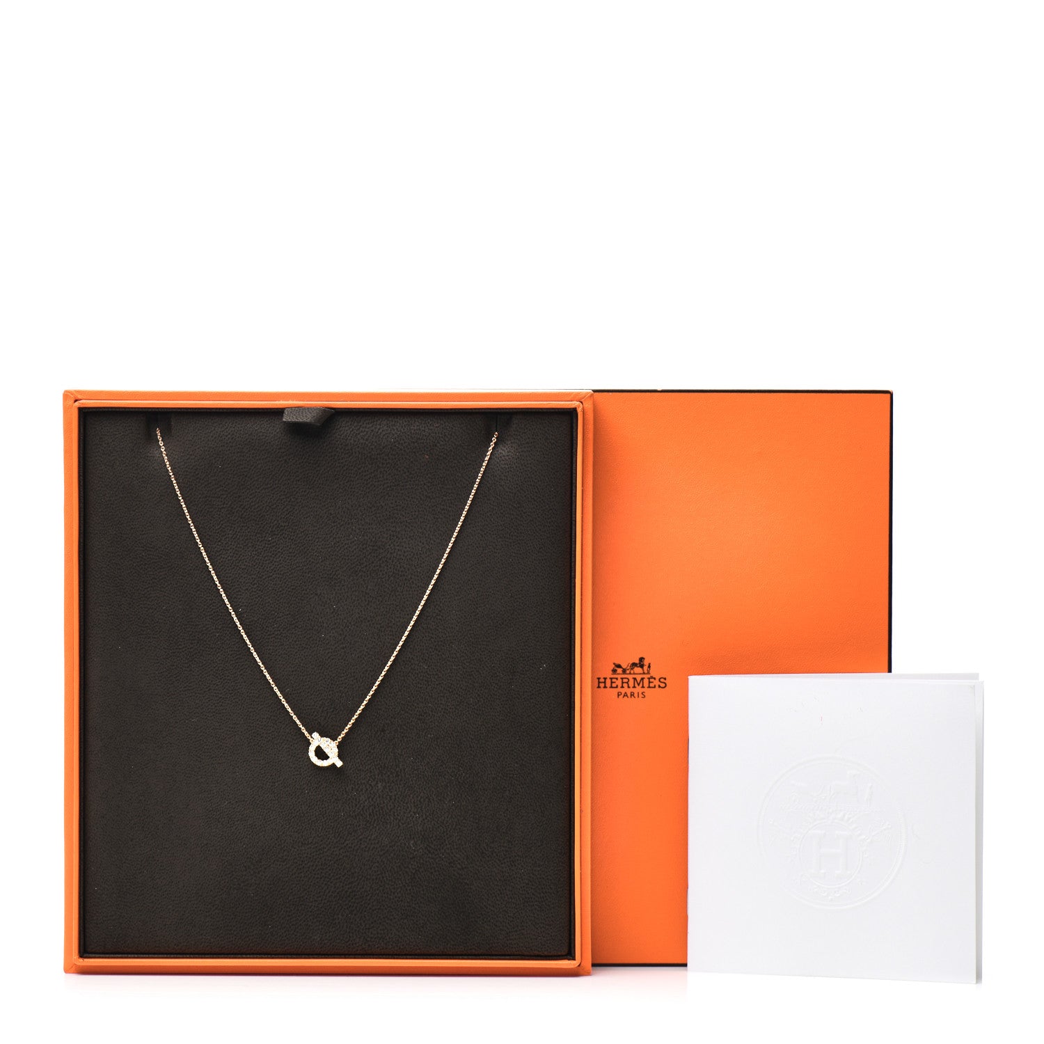 Hermes 18K Rose Gold Diamond Finesse Pendant Necklace 5 of 5