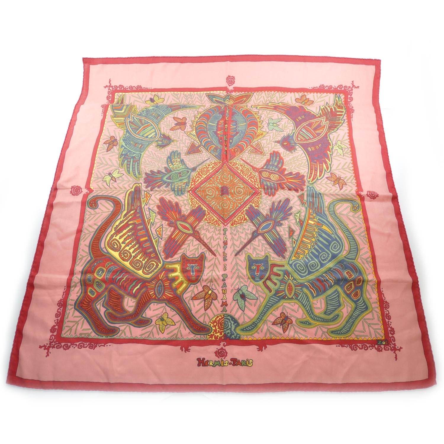 Hermes Cashmere Silk Legende Kuna Peuple de Panama Scarf 90 1 of 5