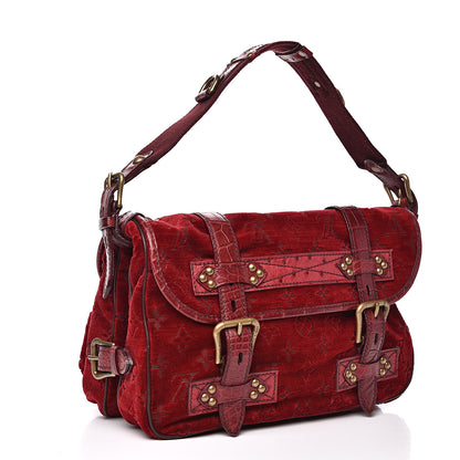Louis Vuitton Monogram Velours Ostrich Clyde Red 3 of 13
