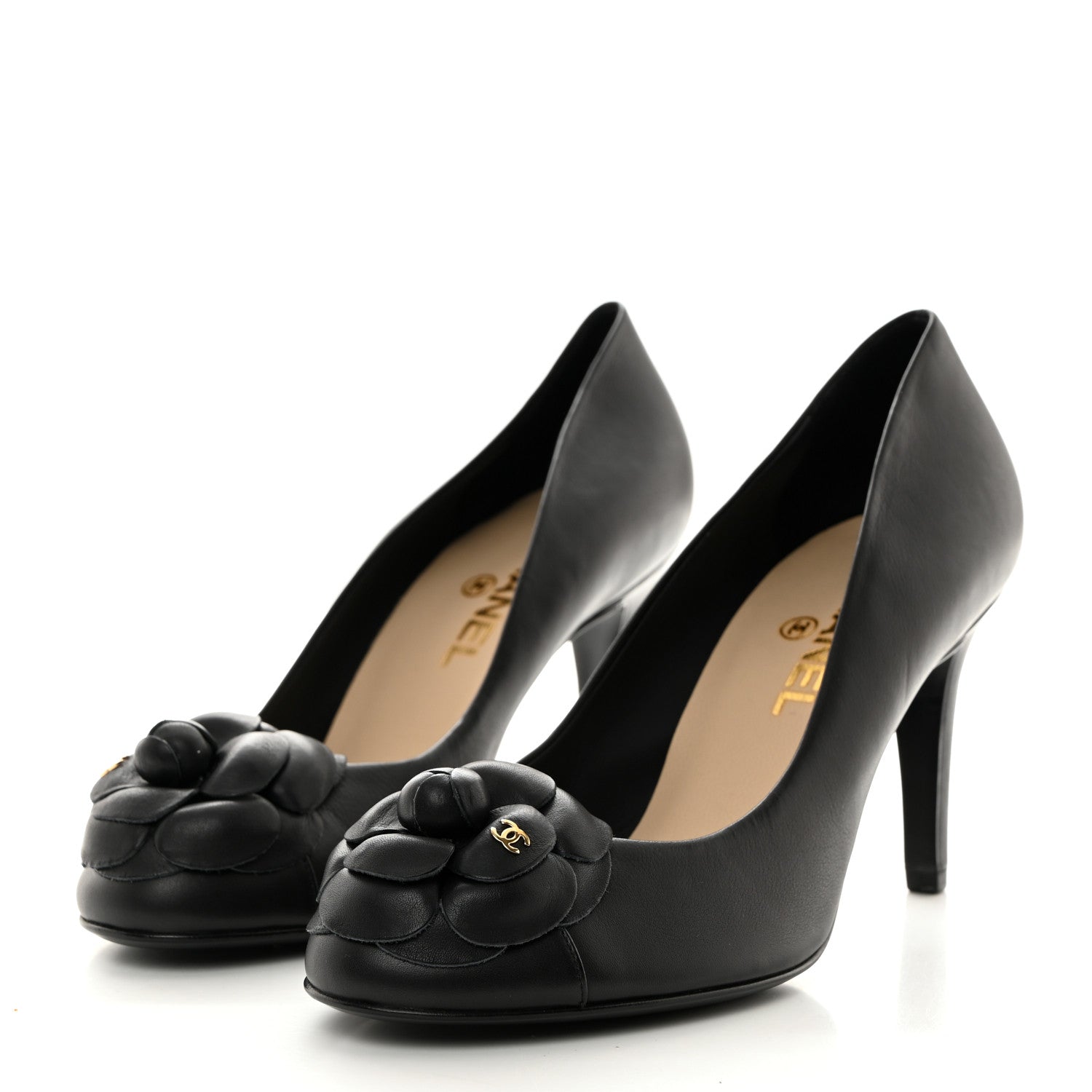 Chanel Lambskin Camellia Pumps 39.5 Black 3 of 8
