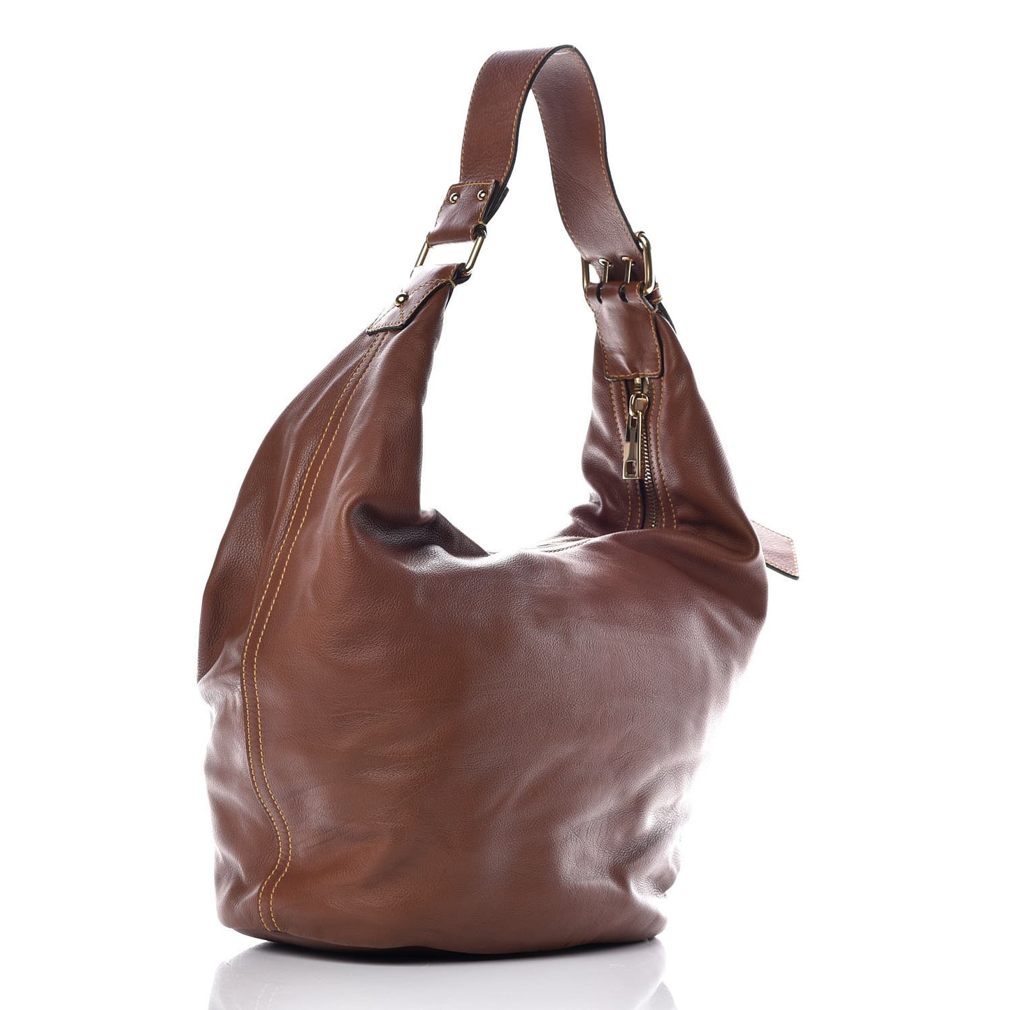 Calfskin Eggshell Hobo Cognac