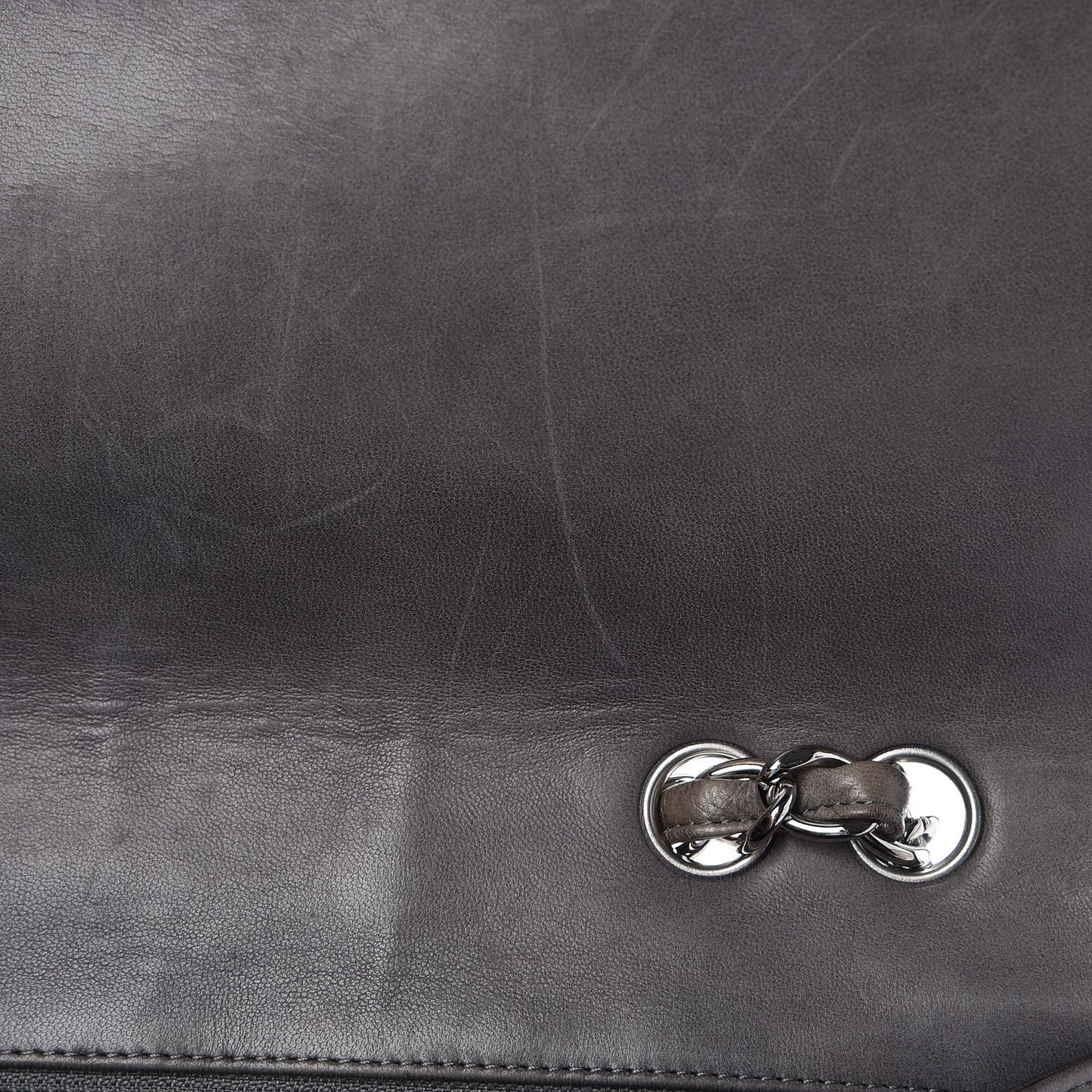 Lambskin Quilted Jumbo Single Flap Dark Grey