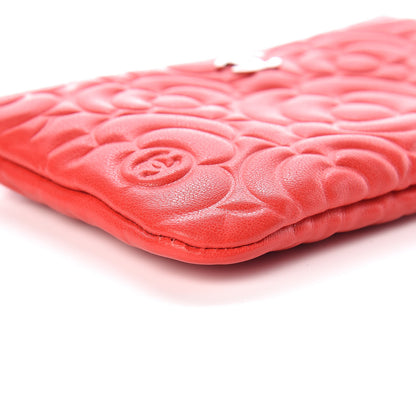 Chanel Goatskin Camellia Embossed Cosmetic Pouch Red 8 of 10