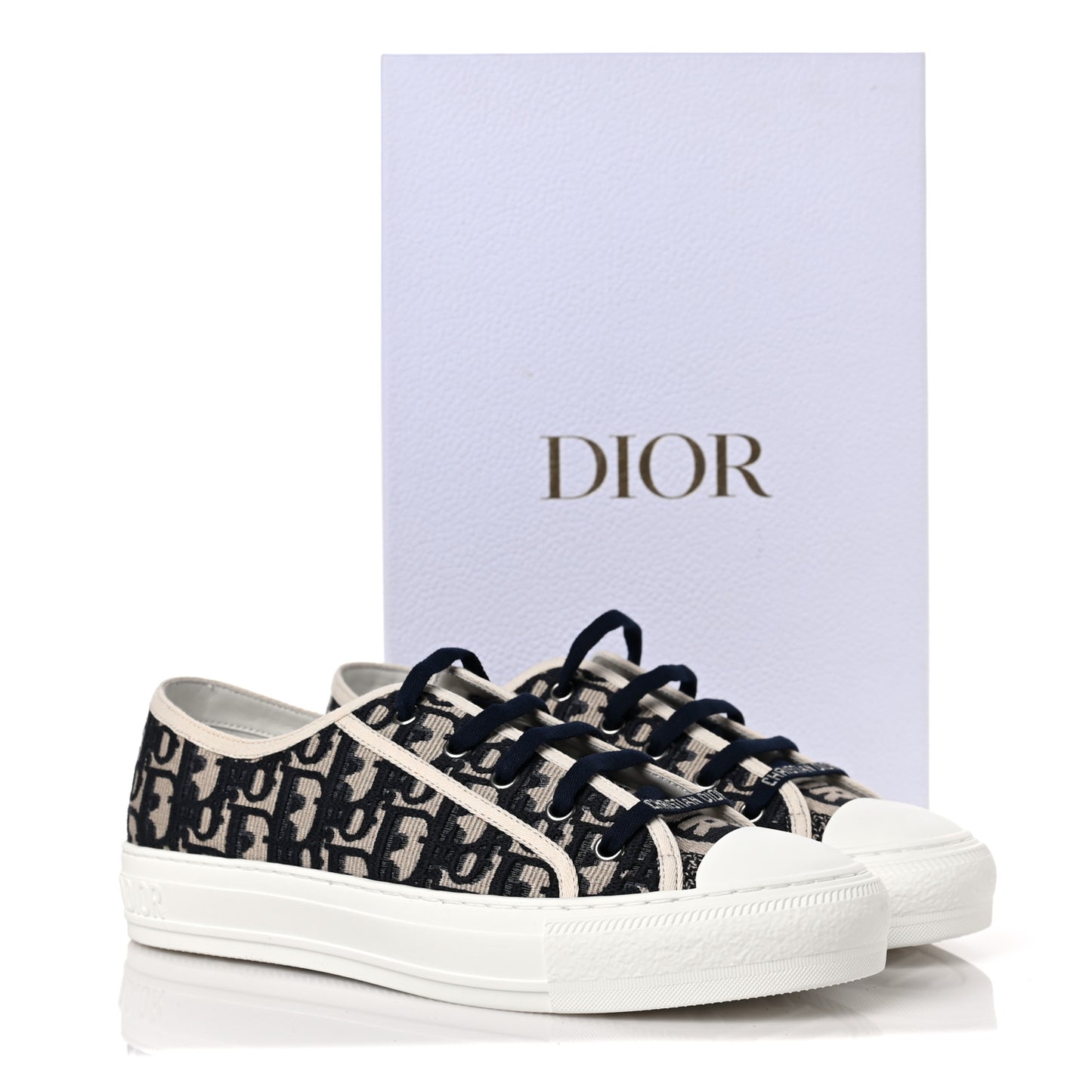 Canvas Oblique Walk'N'Dior Low Top Sneakers 40 Deep Blue
