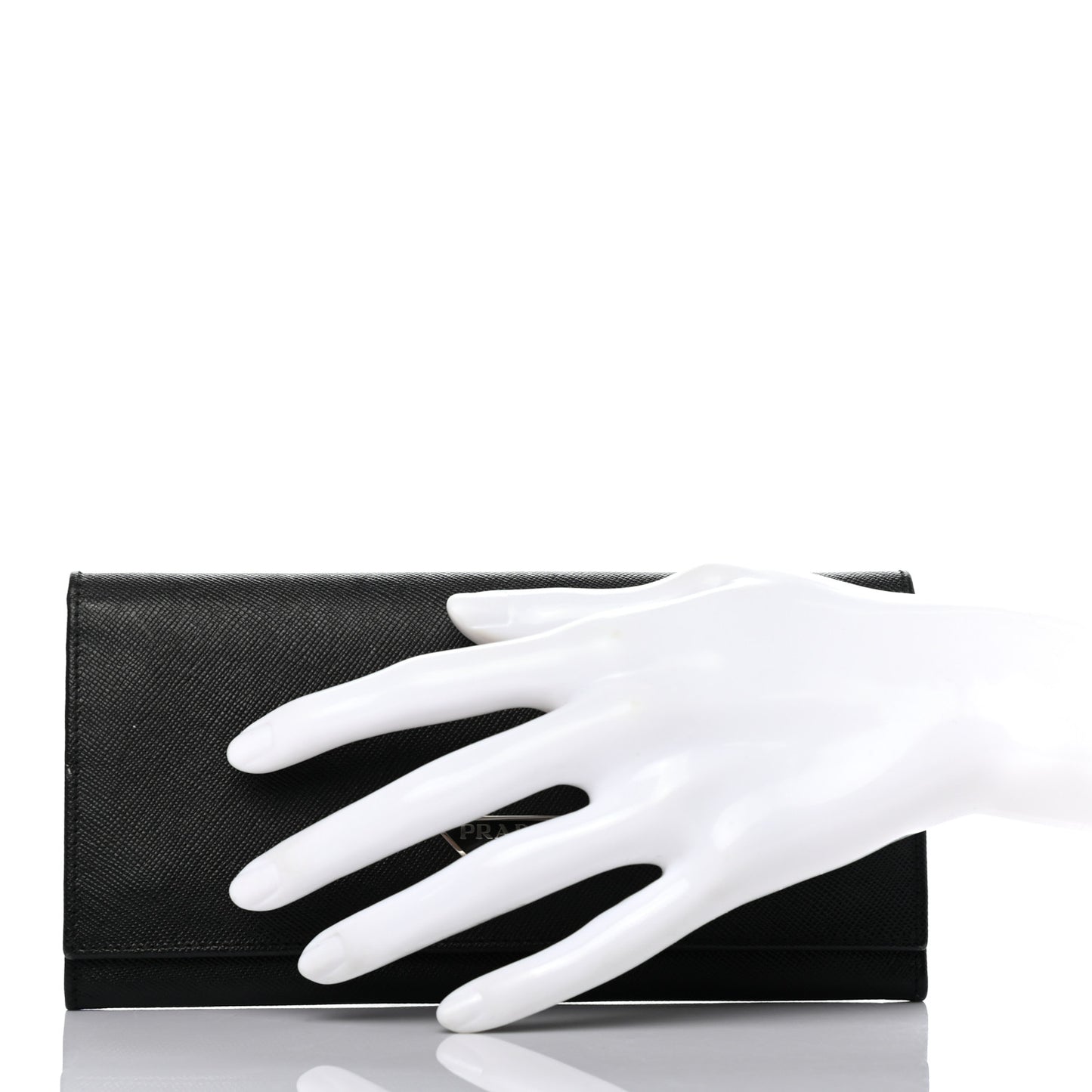 Saffiano Triangle Continental Flap Wallet Black