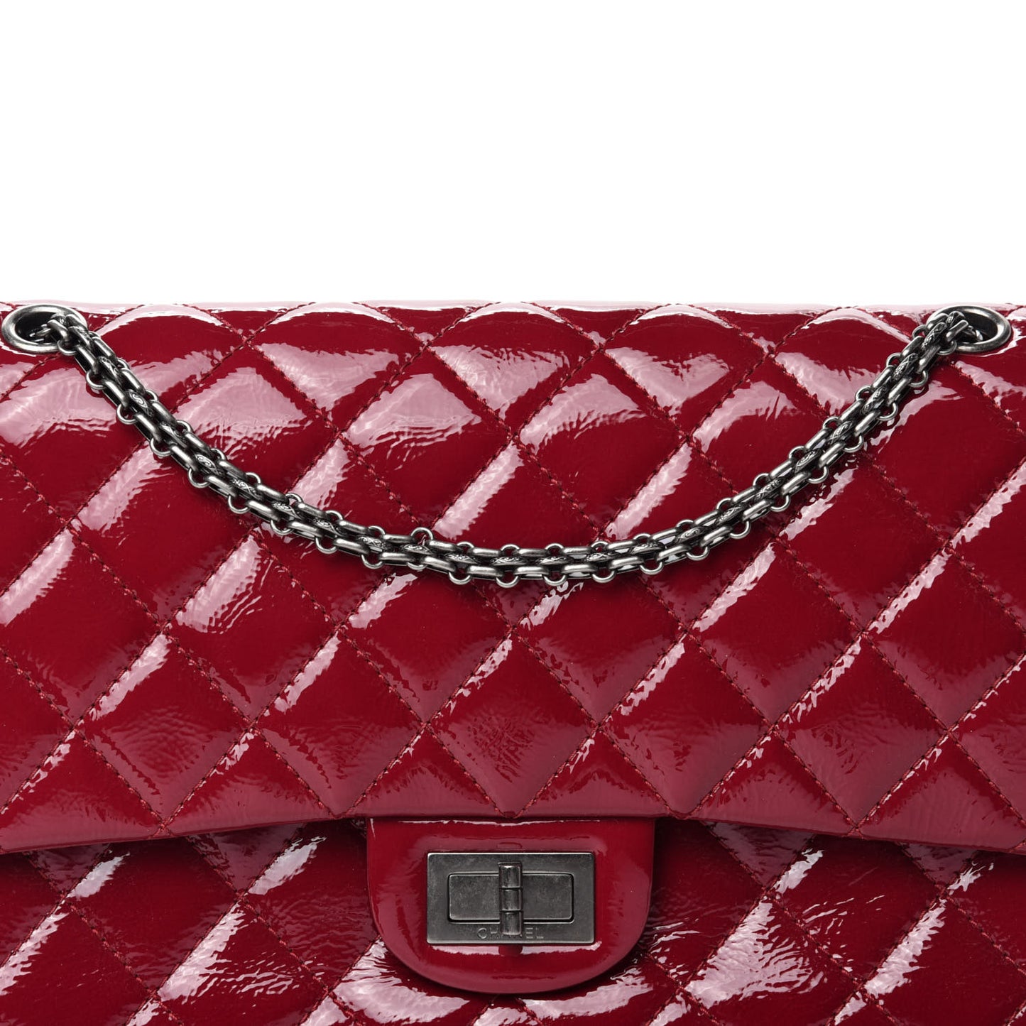 Distressed Patent Quilted 2.55 Reissue 227 Flap Red