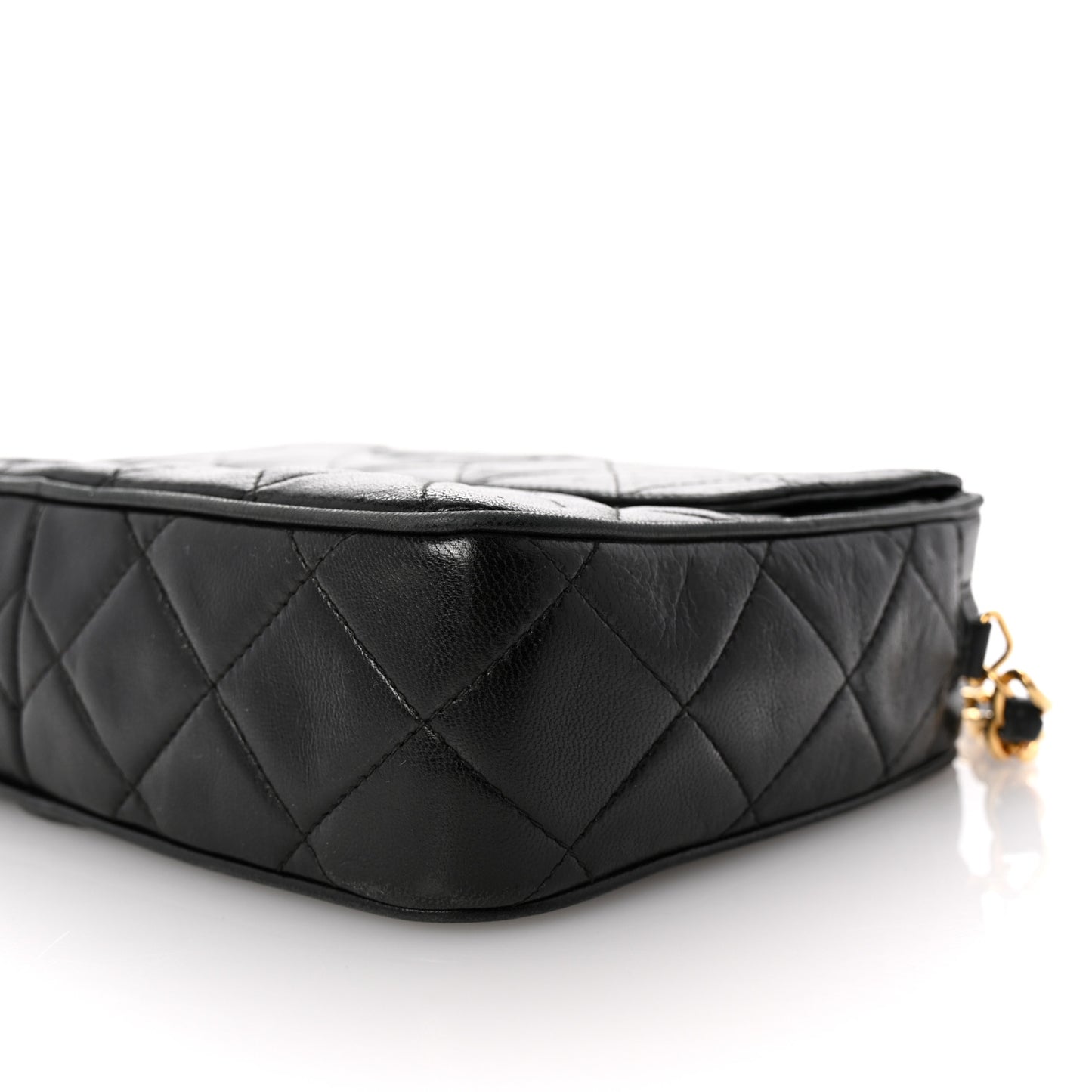 Lambskin Quilted CC Tassel Camera Case Black