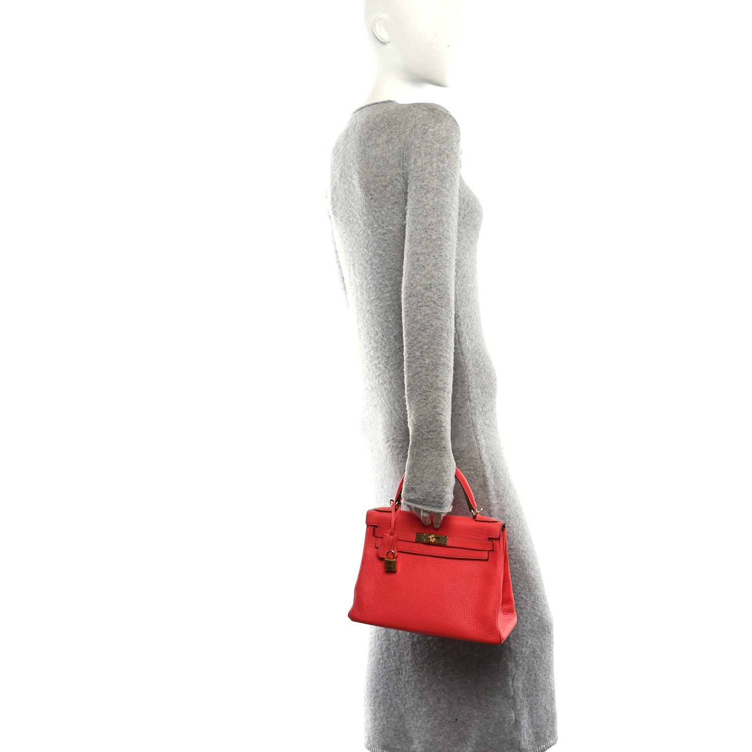 Hermes Togo Kelly Retourne 28 Rouge Pivoine 2 of 14