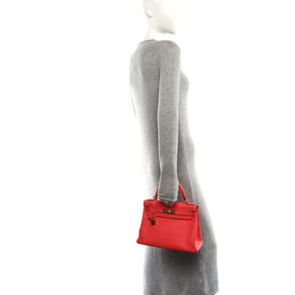 Hermes Togo Kelly Retourne 28 Rouge Pivoine 2 of 14
