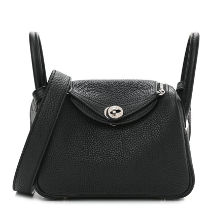 Hermes Taurillon Clemence Mini Lindy 20 Black 1 of 12