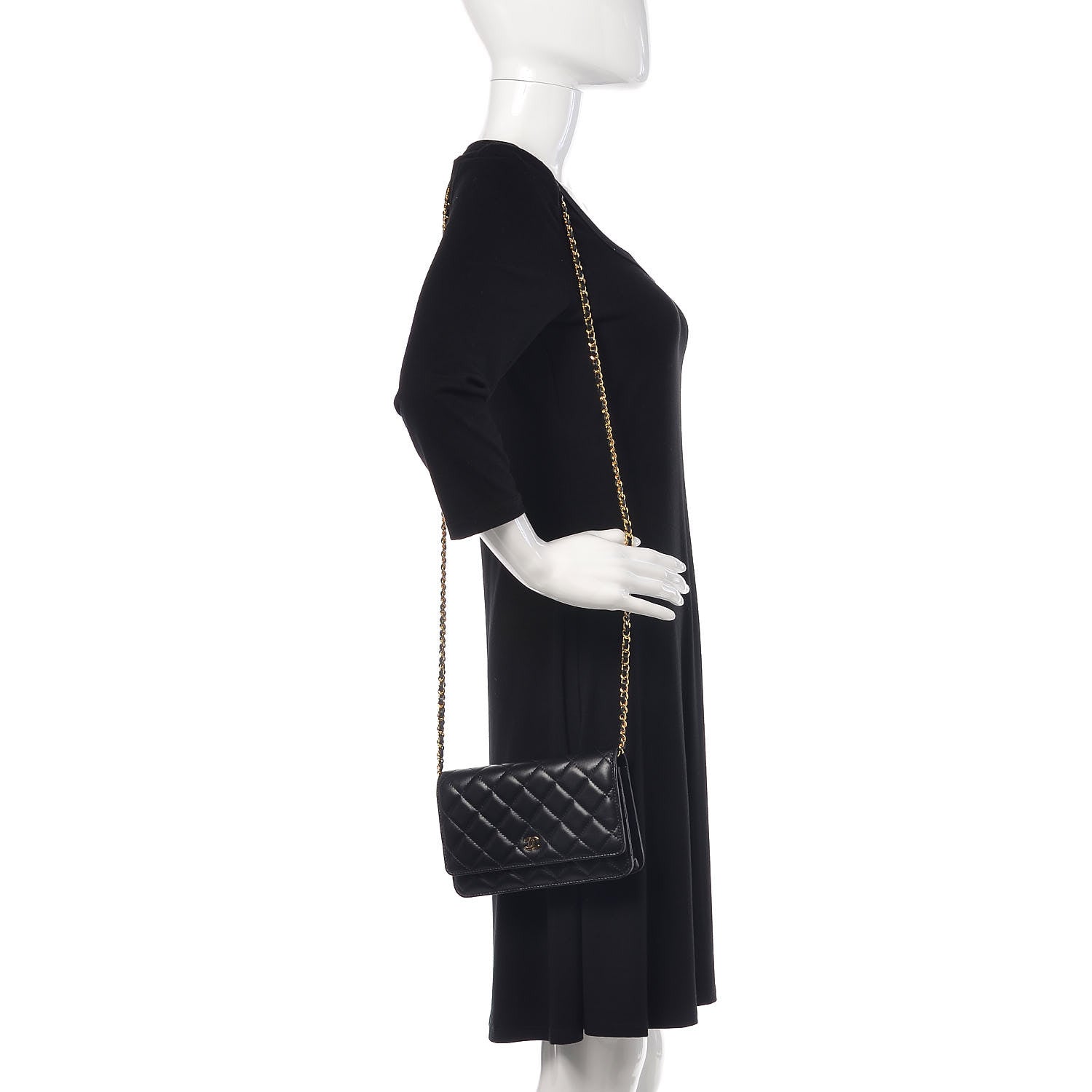 Chanel Lambskin Quilted Wallet On Chain WOC Black 2 of 11