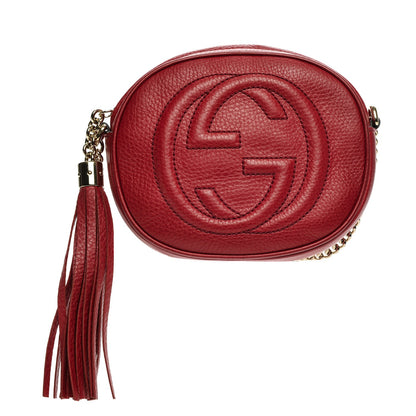 Gucci Pebbled Calfskin Mini Soho Chain Bag Tabasco Red 1 of 7