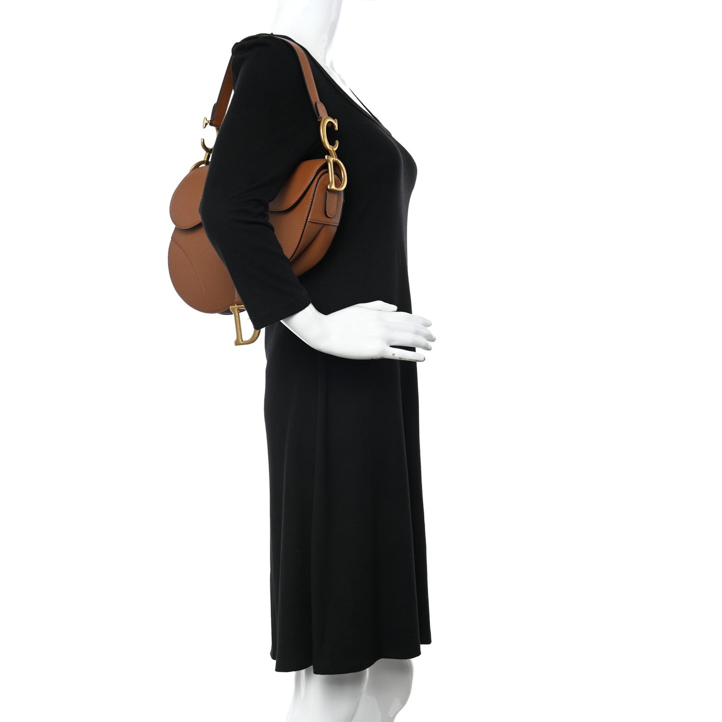 Grained Calfskin Saddle Bag Camello