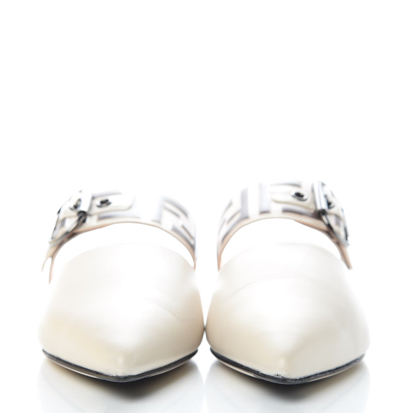 Vitello FF Embossed Buckle Flat Mules 36 Camelia Moresco