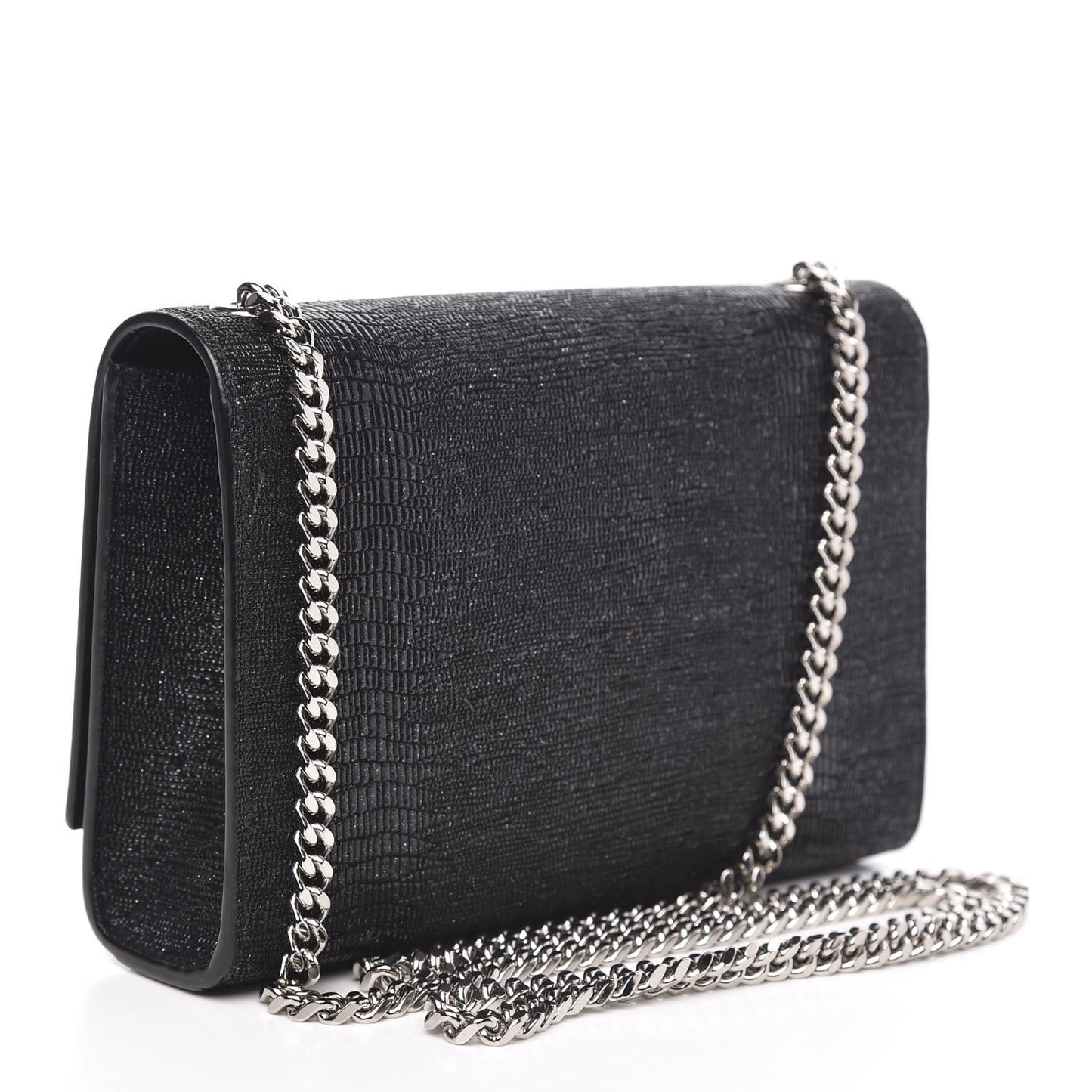 Calfskin Lizard Embossed Small Classic Monogram Kate Tassel Satchel Black