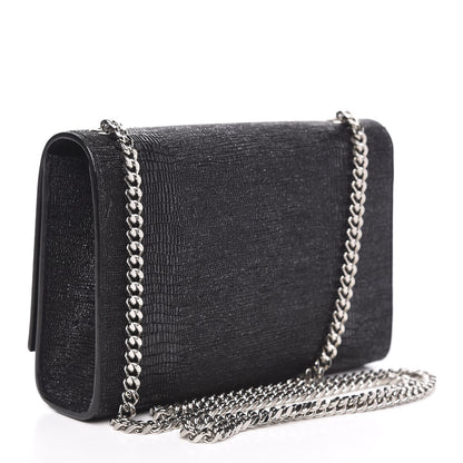 Saint Laurent Calfskin Lizard Embossed Small Classic Monogram Kate Tassel Satchel Black 3 of 9