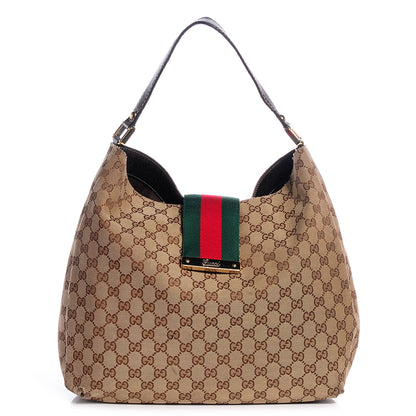 Gucci Monogram New Ladies Web Large Hobo Brown 1 of 7