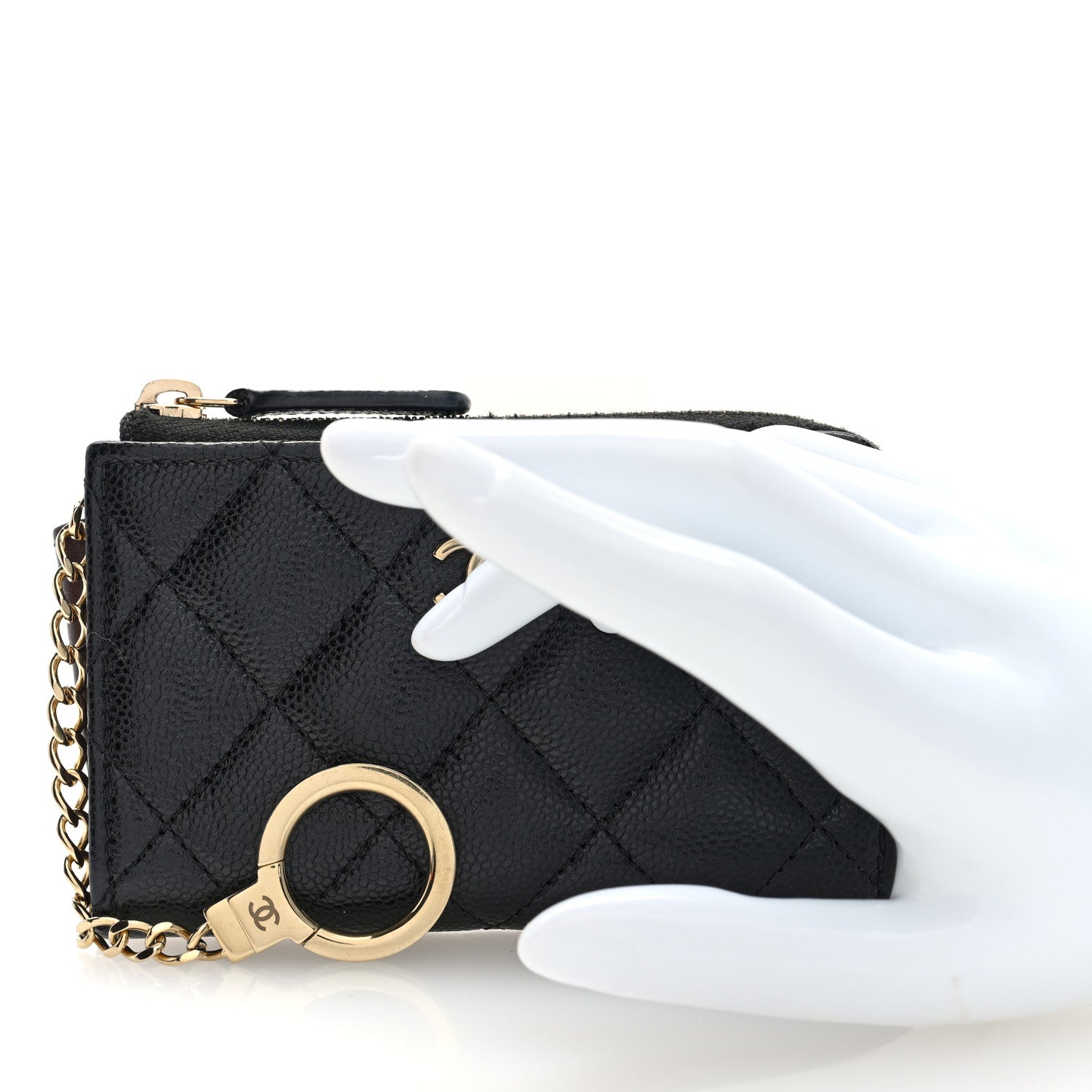 Chanel Caviar Quilted Zipped Key Holder Case Black 2 of 8