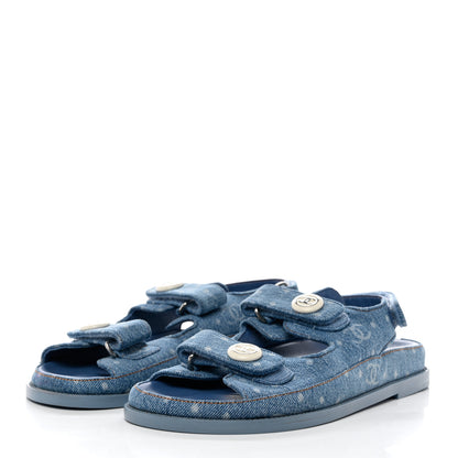 Chanel Denim CC Dad Sandals 39.5 Light Blue 3 of 8