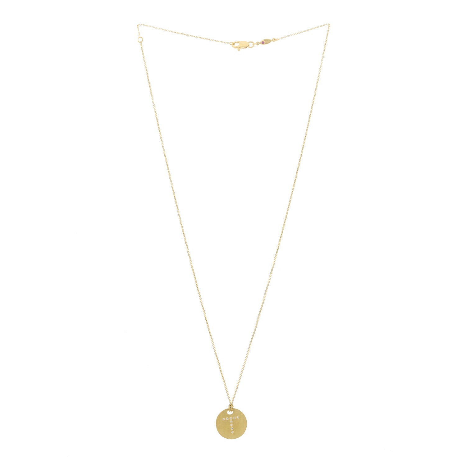 Roberto Coin 18K Yellow Gold Diamond Letter T Medallion Pendant Necklace 3 of 6
