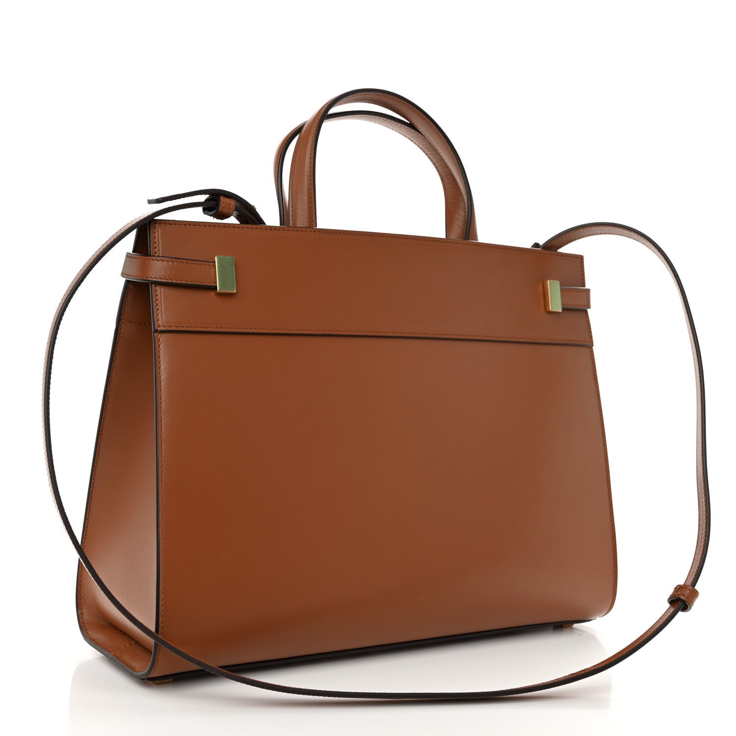 Saint Laurent Calfskin Small Manhattan Shopper Tote Brick Ebony Dark 3 of 9