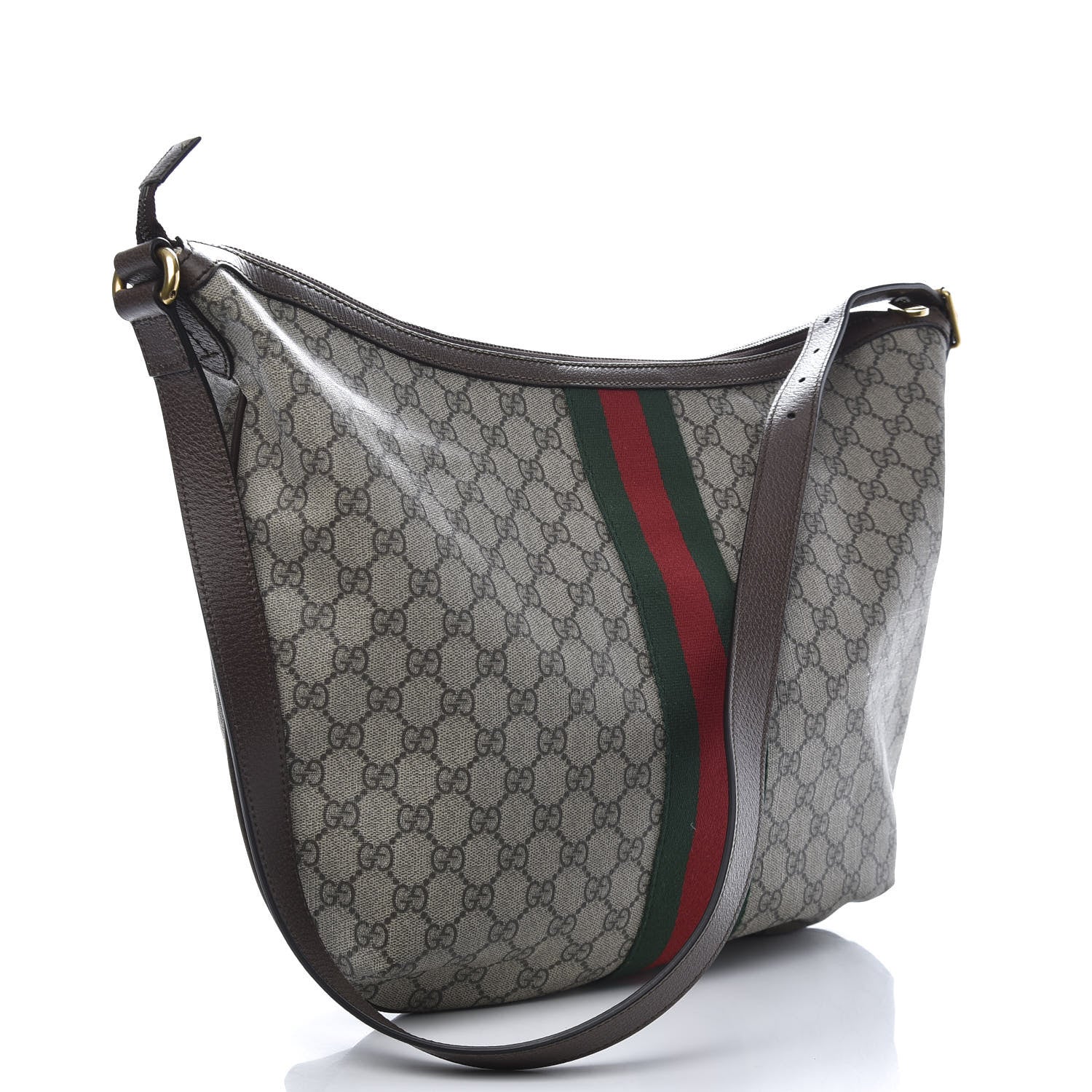 Gucci GG Supreme Monogram Web Ophidia Half Moon Hobo Brown 3 of 11